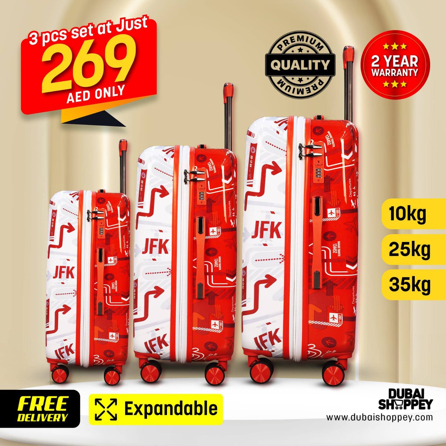 3- Piece Printed Design Luggage Set