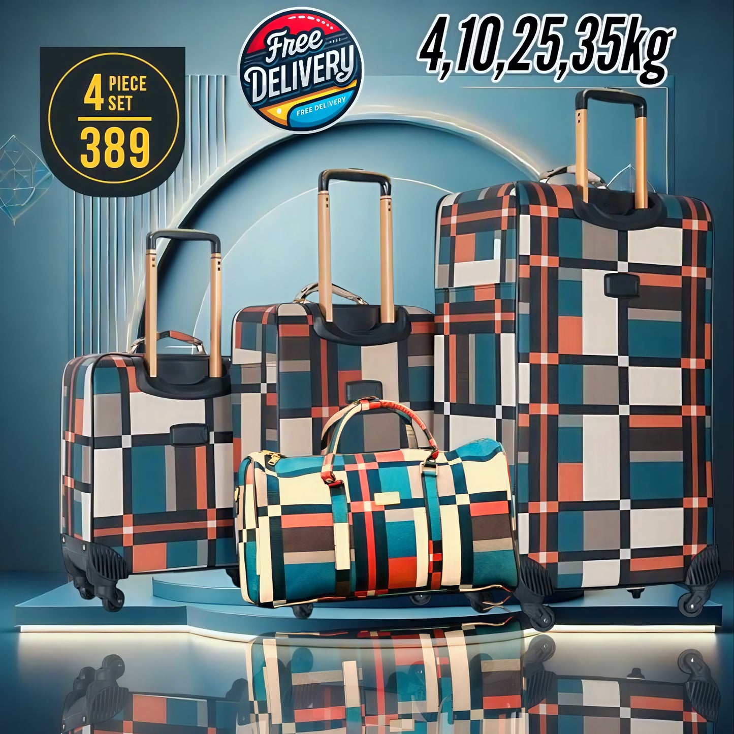 PU LEATHER LUGGAGE 4Pcs Set