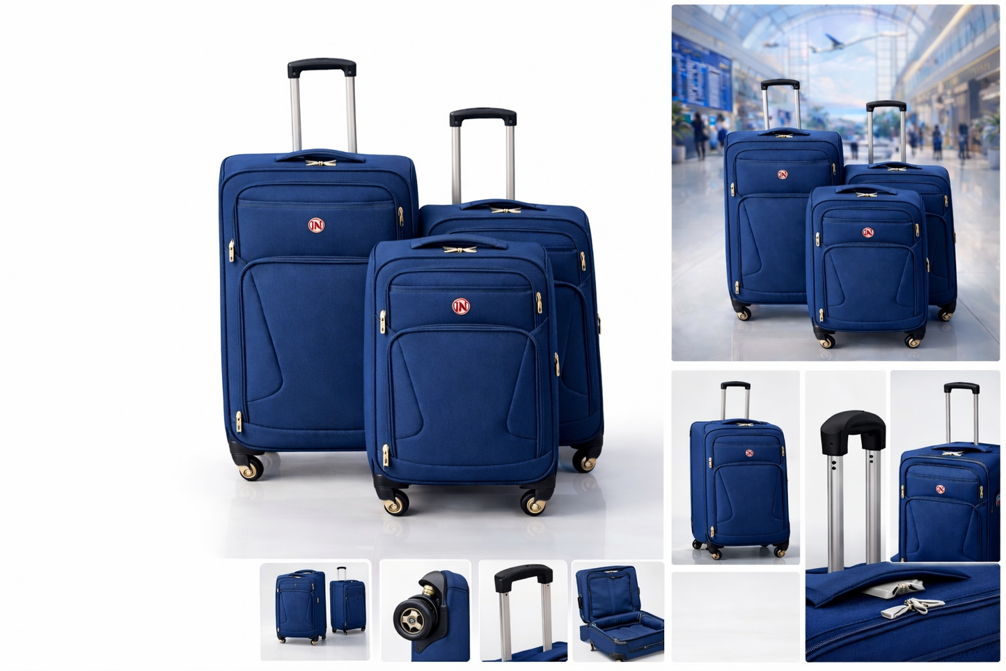 3-Piece Set,Fabric Luggage Set,
Cabin (10kg), Medium (25kg), Large (35kg)