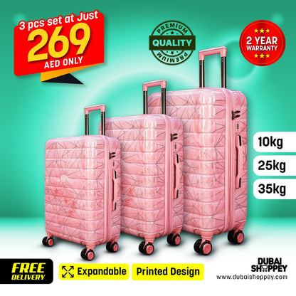 3- Piece Printed Design Luggage Set