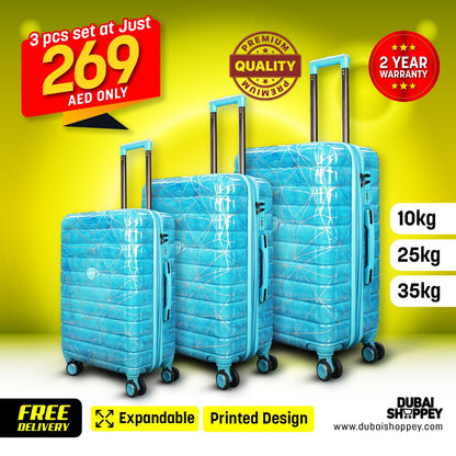 3- Piece Printed Design Luggage Set