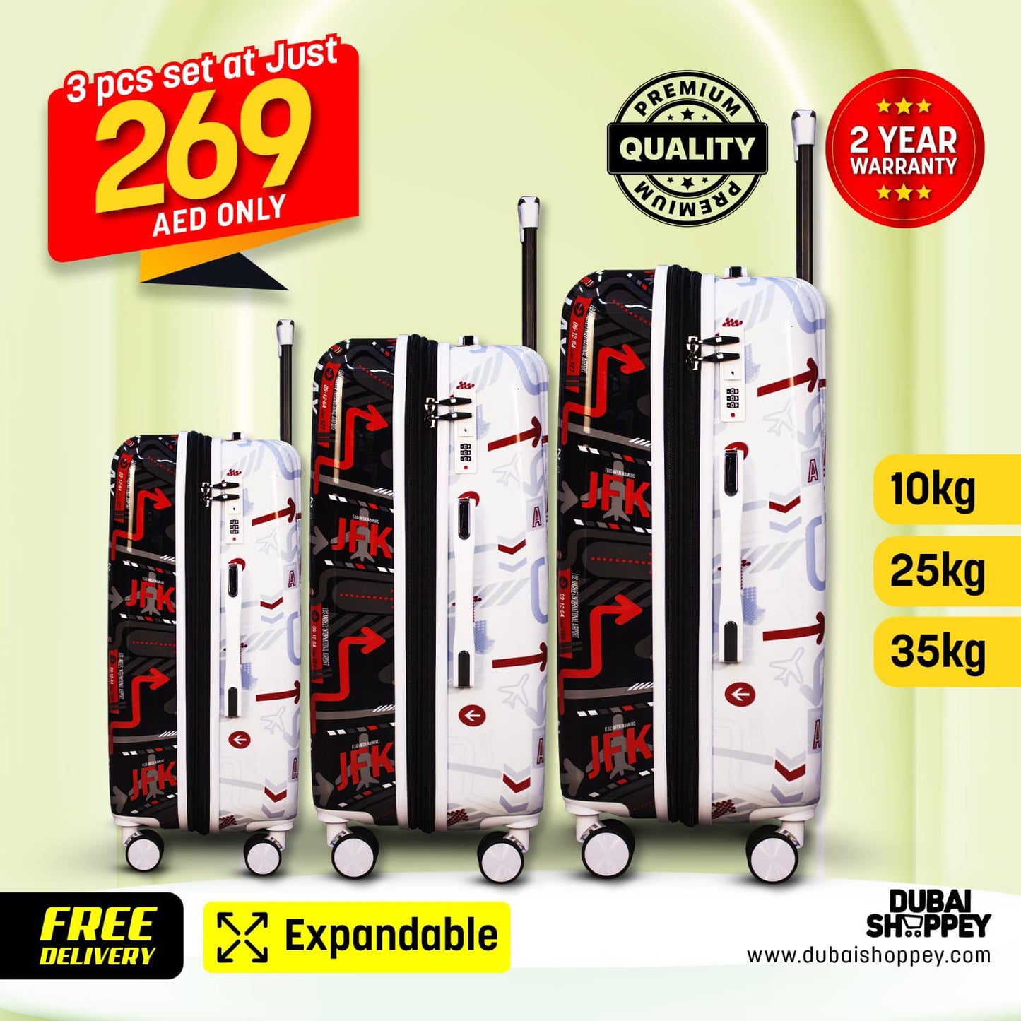 3- Piece Printed Design Luggage Set