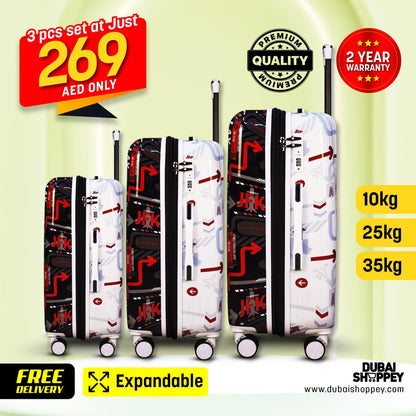 3- Piece Printed Design Luggage Set