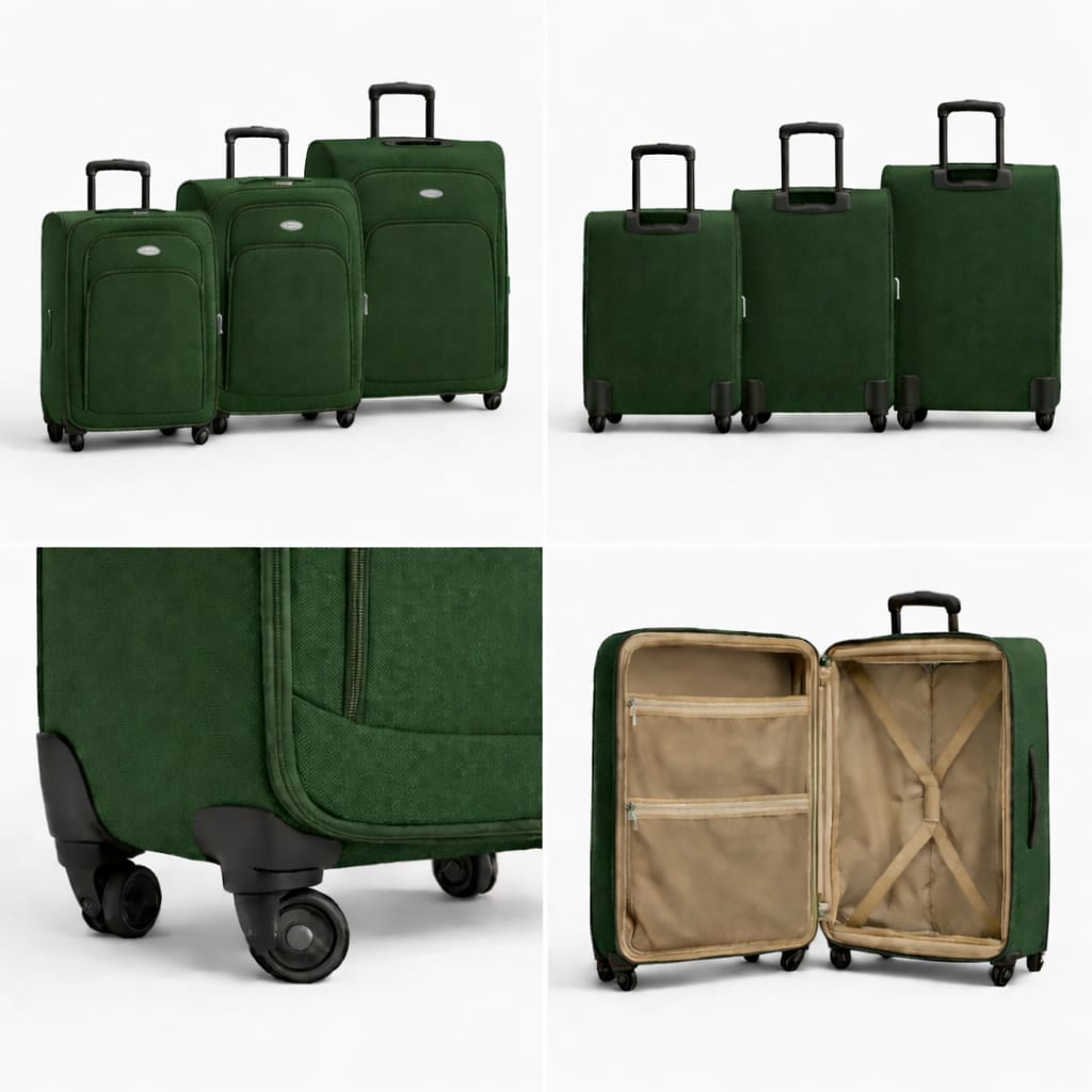 3-Piece Set,Fabric Luggage Set 
Cabin (10kg), Medium (25kg), Large (35kg)