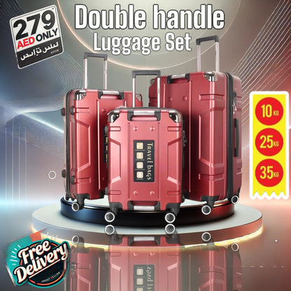 3 PCS Set TPC Hard Side Lockable System Travel Suitcase-