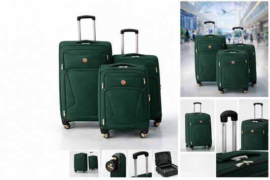 3-Piece Set,Fabric Luggage Set,
Cabin (10kg), Medium (25kg), Large (35kg)