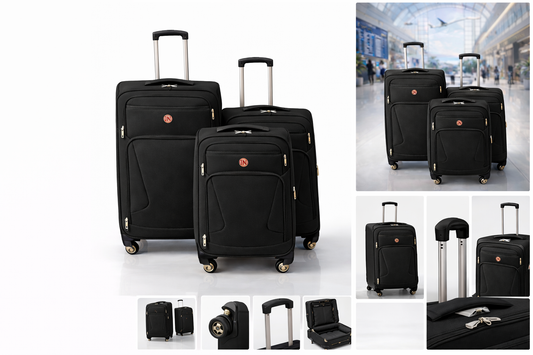 3-Piece Set ,Fabric Luggage Set, 
Cabin (10kg), Medium (25kg), Large (35kg)