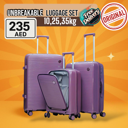 Front Open Unbreakable 3pcs Luggage Set