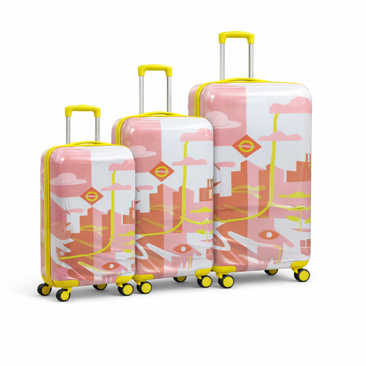 3-Piece Set.Printed and Expandable LUGGAGE SET
Cabin (10kg), Medium (25kg), Large (35kg),