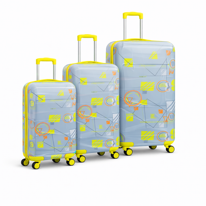 3-Piece Set.Printed and Expandable LUGGAGE SET
Cabin (10kg), Medium (25kg), Large (35kg),