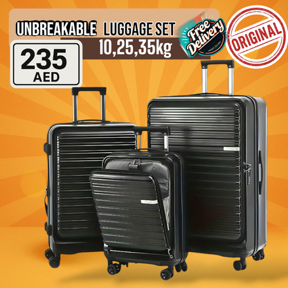 Front Open Unbreakable 3pcs Luggage Set