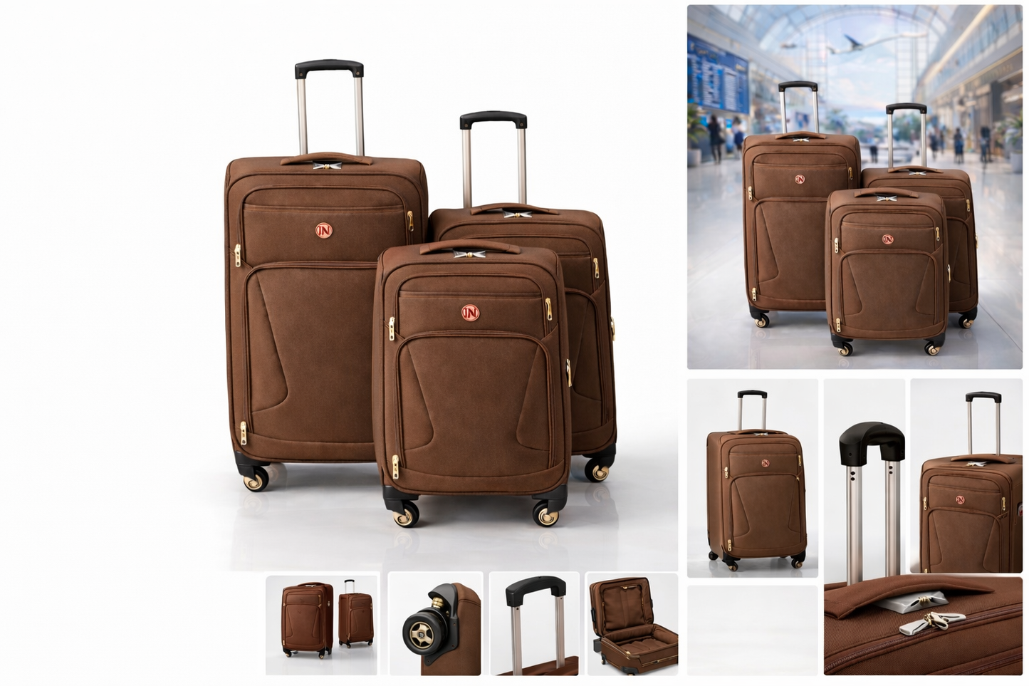 3-Piece Set,Fabric Luggage Set,
Cabin (10kg), Medium (25kg), Large (35kg)