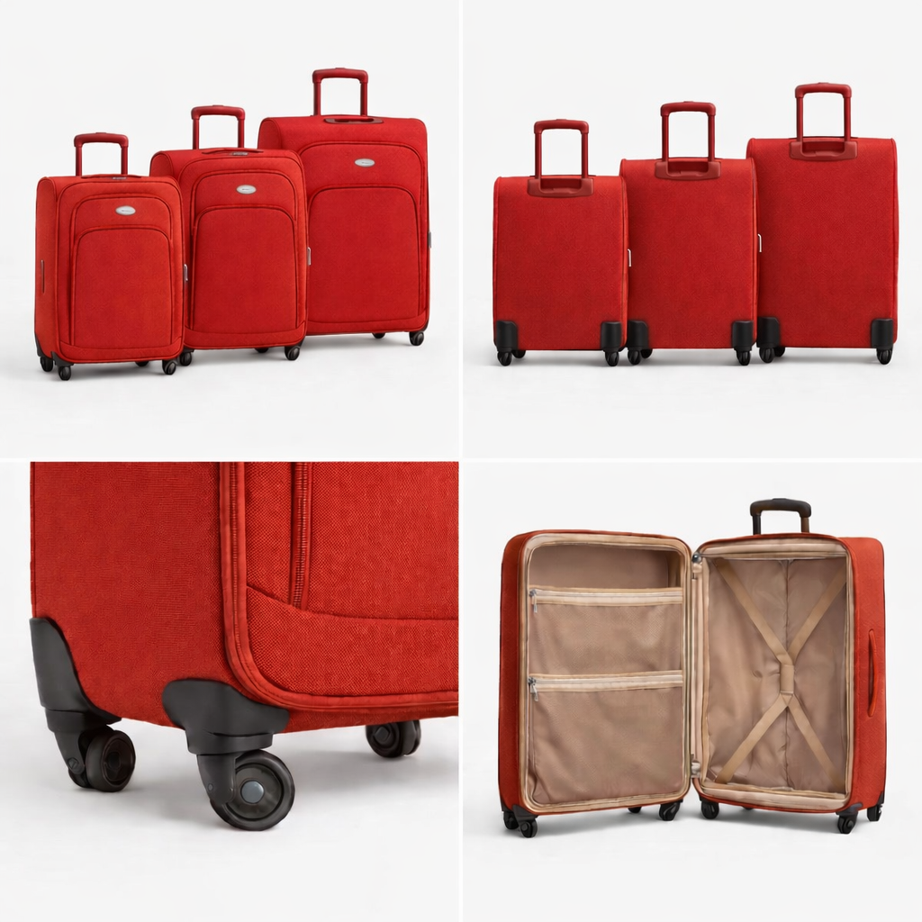 3-Piece Set,Fabric Luggage Set 
Cabin (10kg), Medium (25kg), Large (35kg)