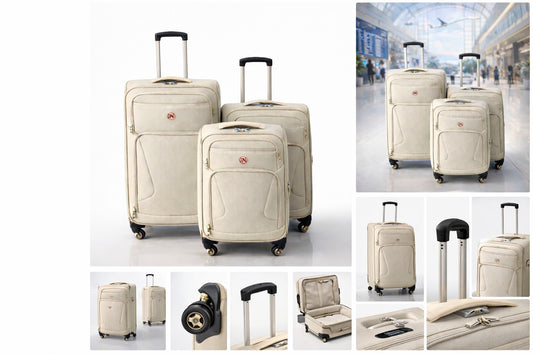 3-Piece Set,Fabric Luggage Set,
Cabin (10kg), Medium (25kg), Large (35kg)