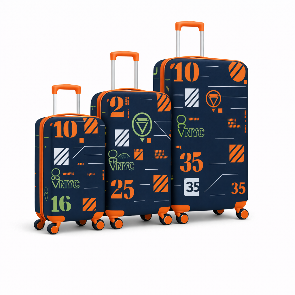 3-Piece Set.Printed and Expandable LUGGAGE SET
Cabin (10kg), Medium (25kg), Large (35kg)