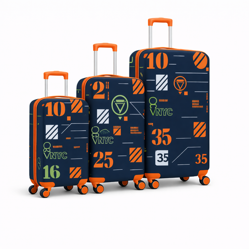 3-Piece Set.Printed and Expandable LUGGAGE SET
Cabin (10kg), Medium (25kg), Large (35kg)